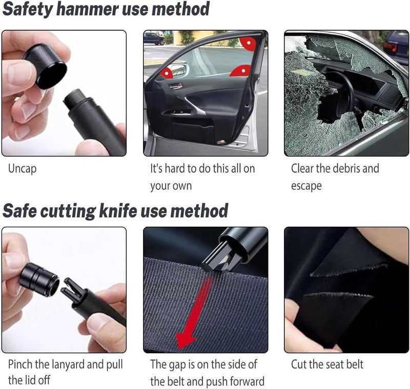 Yeria 3 Packs SafeHammer Window Breaker Seatbelt Cutter, 2025 Upgraded Safe Hammer Glass Breaker Under Water, Car Emergency 2-in-1 Escape Tool with Base - Image 5